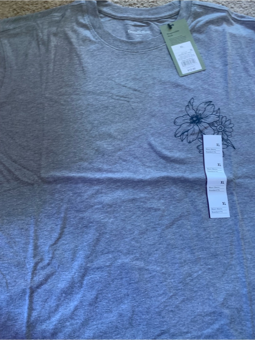 Goodfellow & Co Gray Tee with Floral Print
